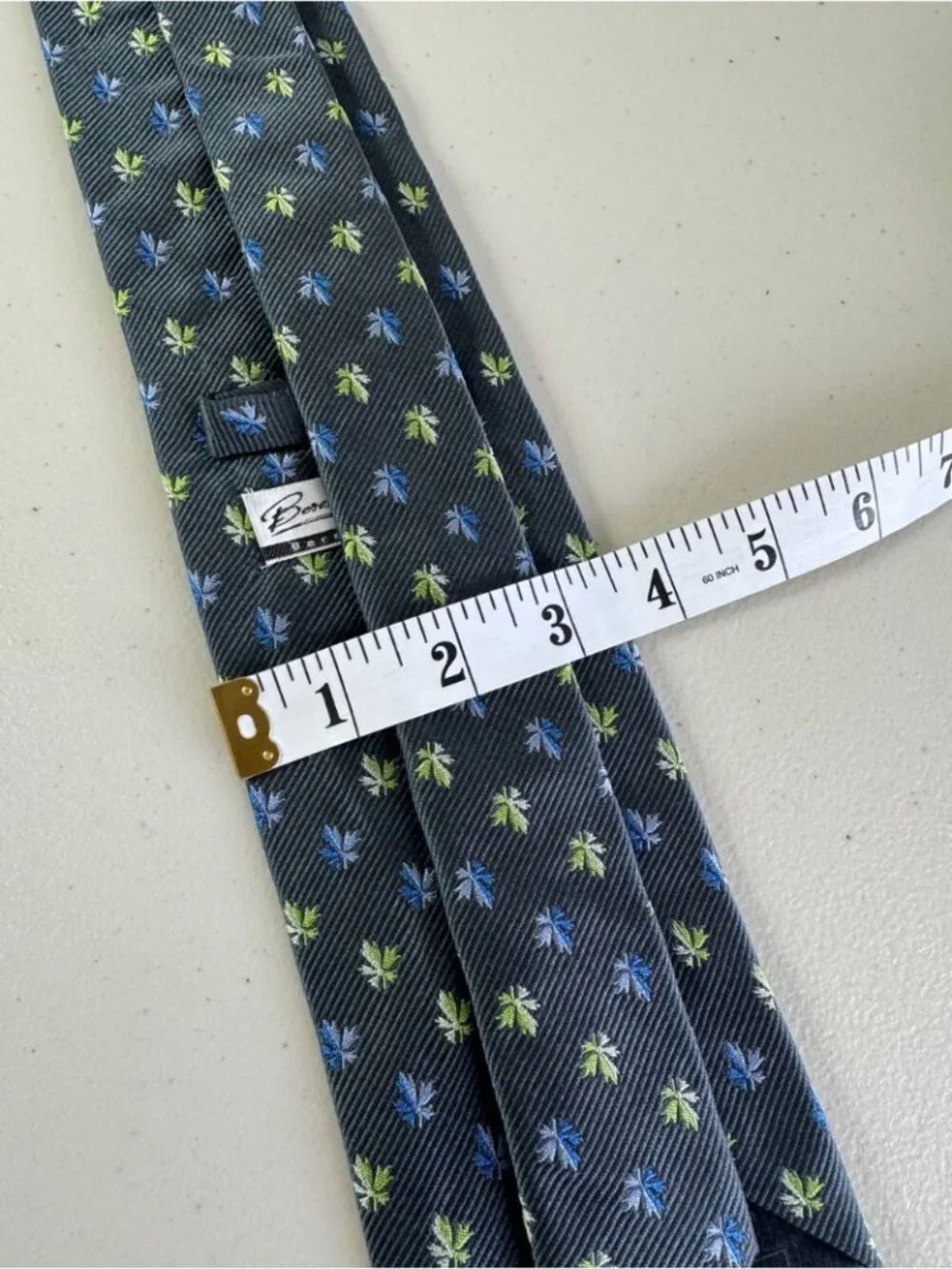 Berend Dewitt 100% Silk Necktie 5 Fingers Leaf Print German Designer Luxury Tie